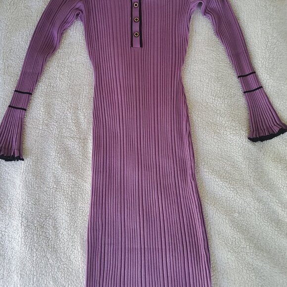 GRACE KARIN Long Sleeve Sweater Dress Button Knit Slim Fit Casual V Neck Bodycon - Picture 5 of 8